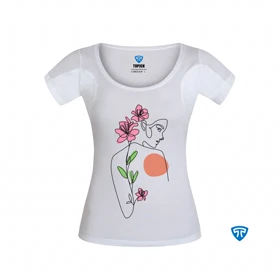 تیشرت ضدتعریق زنانه سفید طرح دختر و شاخه