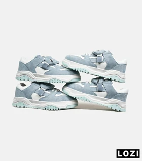 کفش کتانی بگ دار مردانه و زنانه سفید آبی BERSHKA