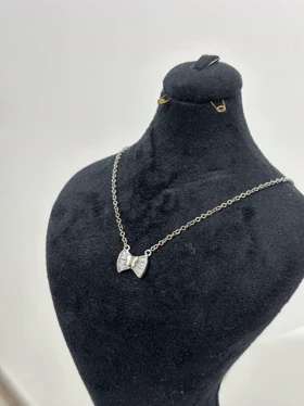 گردنبند نقره زنانه پاپیون نگینی 987