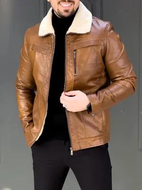 کاپشن چرم 8820 شکلاتی