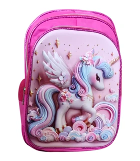 کوله پشتی مدرسه ای یونیکورن صورتی مدل Unicorn Pink