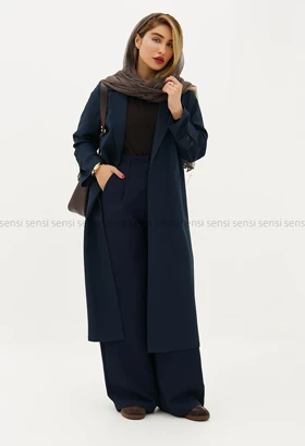 مانتو پشت دکمه آستین بلند کد1005381