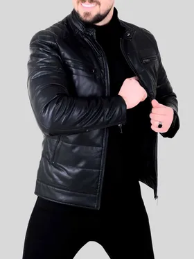 کاپشن چرم 608 مشکی