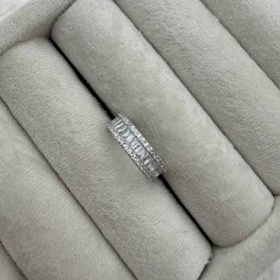 انگشتر با نگین تنیسی در دو رنگ