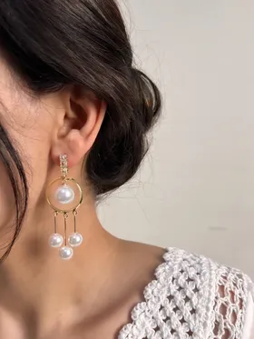 گوشواره زنانه مرواریدی سه آویز