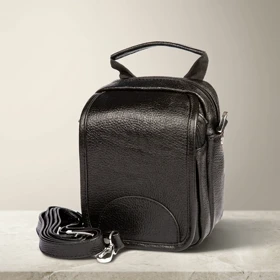 کیف دوشی مردانه چرم طبیعی (طرح فلوتر - رنگ مشکی)