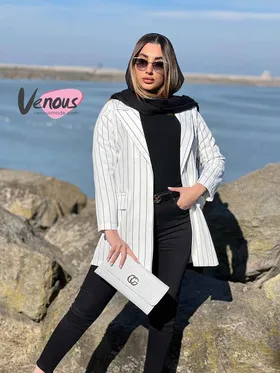 کت راه راه یقه انگلیسی