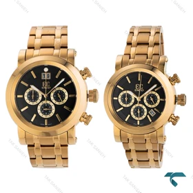 ساعت مچی اصل انزو ست EC-2168GBS طلایی صفحه مشکی Enzo-8132-S