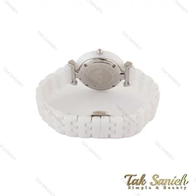 ساعت امپریو آرمانی زنانه سرامیکی سفید ایندکس نگین نقره ای Armani-5148-L