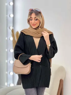 مانتو دو دکمه آستین برش‌دار