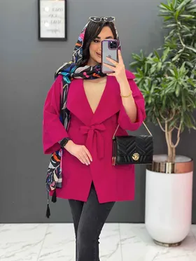 مانتو لینن یقه انگلیسی کمردار