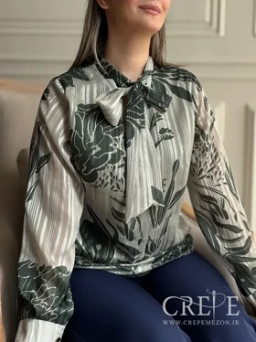 شومیز حریر شاین گل سبز