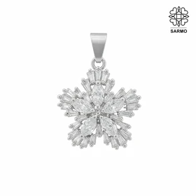 پلاک آویز نگین‌دار گل 5 پر کد 408002008