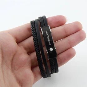 دستبند اسپرت مدل دولاین MONTBLANC (نقره ای مشکی)