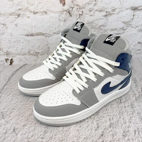 نایک ایر جردن 1 ساق‌دار طوسی سرمه ای (Nike Air Jordan 1 Navy Gray) کد 2341