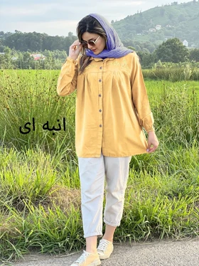 شومیز مانتویی لینن گلی