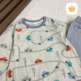 بلوز شلوار پسرانه جنس پنبه مدل ماشین مناسب 1 تا 8 سال