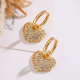 گوشواره طرح قلب فول نگین