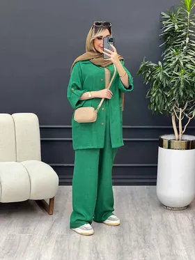 ست مانتو و شلوار دو جیب پاکتی