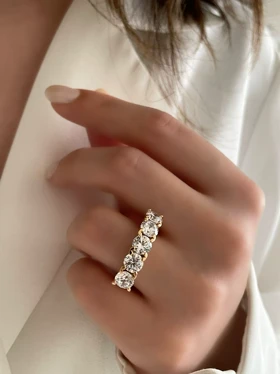 انگشتر پنج نگین طلایی ژوپینگ