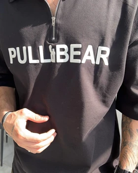 تیشرت یقه دار PULL&BEAR رنگ مشکی