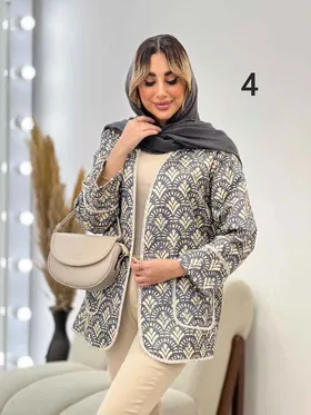 مانتو طرح دار نوار دوزی دو جیب