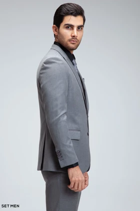 کت و شلوار مردانه سه تکه یقه بلیزر دو دکمه دو چاک