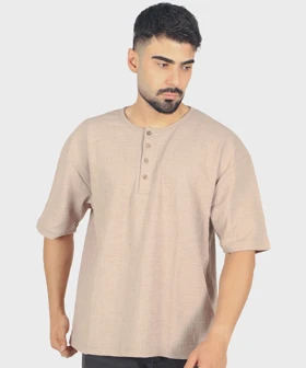 تیشرت نیم دکمه مردانه یقه گرد و لش 1769