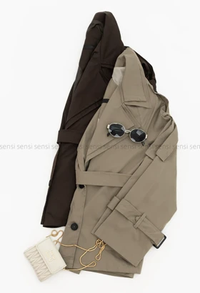 ترنچ کت کتان آستر دار @@کد1004362