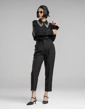 حریر ابریشم یقه کریستال