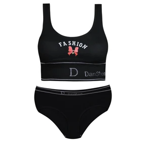 ست شورت و نیم‌تنه زنانه رنگ مشکی مدل بدون فنر پددار کد Myi-4620-1