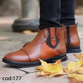 بوت چرم مازاراتی قهوه ای