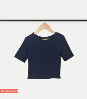 کراپ آستین کوتاه سرمه ای