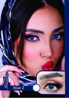 لنز رنگی فصلی گلامور Glamour (Blue 2 (آبی سبز))