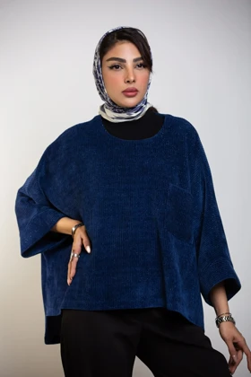 پالتو پانچ بیسکوییتی شمیم (سرمه ای)