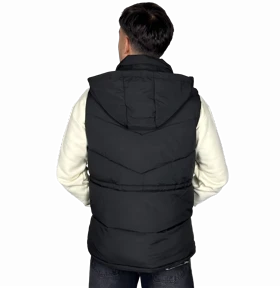 جلیقه پافر (بادی) کلاهدار مردانه - مشکی - مدل جیب‌دار تاکتیکال