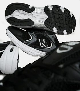 کفش کتانی زنانه و مردانه مشکی طوسی سفید NEW BALANCE 530 مدل 6625