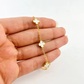 دستبند زنانه طرح ونکلیف (طلایی سفید)