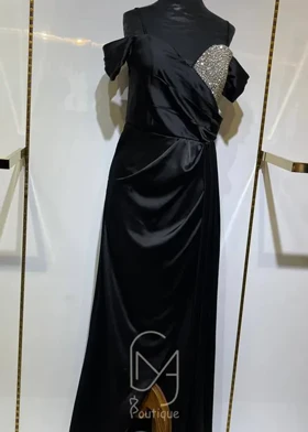 پیراهن ماکسی ساتن کاپ سنگ دوزی