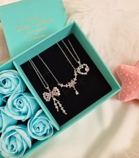 گردنبند فانتزی استیل صورتی