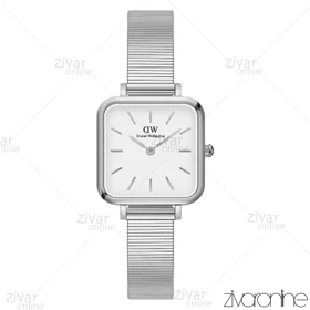 ساعت دنیل ولینگتون زنانه کوادرو مربعی نقره ای سفید 104110