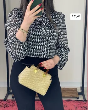 شومیز آستین پفی طرح‌دار