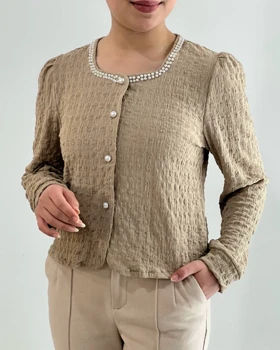 شومیز ژاکاردکش مرواریددوزی کد 4619
