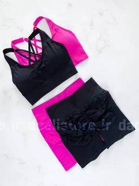 ست نیم‌تنه کاپ‌دار و شورتک پشت چروک سیملس1