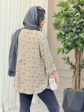 شومیز طرح گل جیب نما