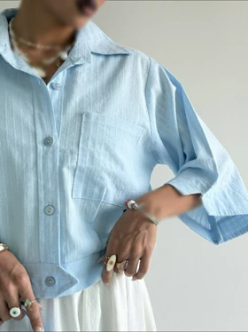 شومیز باکسی تک جیب مدل بهارا کد 50266