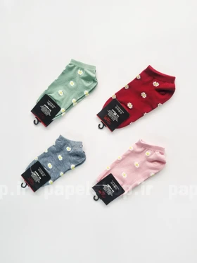 جوراب مچی نخ پنبه ساده طرح گل