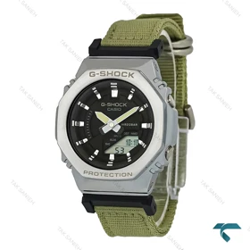 ساعت زنانه جی شاک GM-S2100 سیلور بند برزنت سبز G-Shock-7534-L