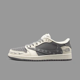 نایکی جردن 1 ترویس اسکات نورث فیس طوسی ساق کوتاه Nike Air Jordan 1 Low OG Travis Scott North Face