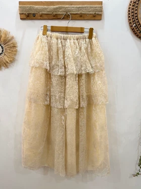 دامن طبقه‌ای گیپور زنانه کد 4030209